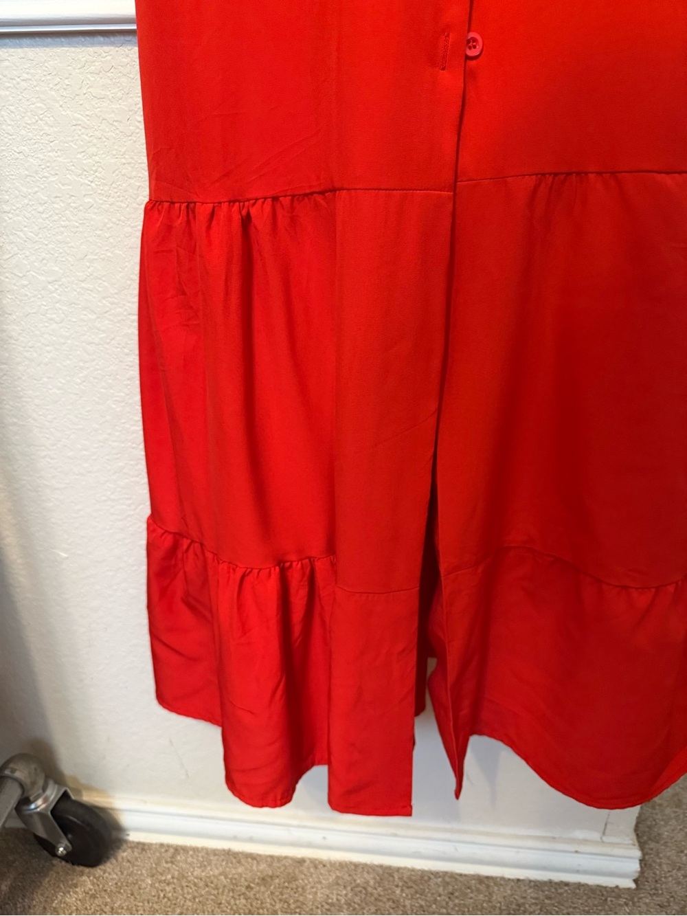 Red Button-Front Tiered Maxi Dress XL RED - Picture 9 of 12